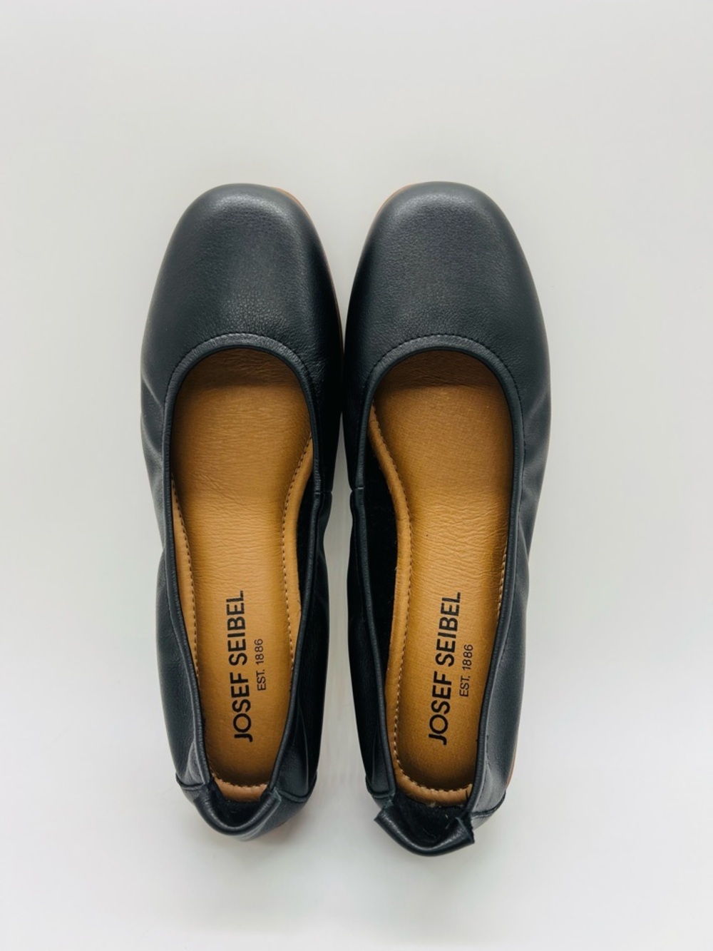 Josef Seibel Black Leather Slip-On Fenja Ballet Flats Size 6.6 - Picture 8 of 12